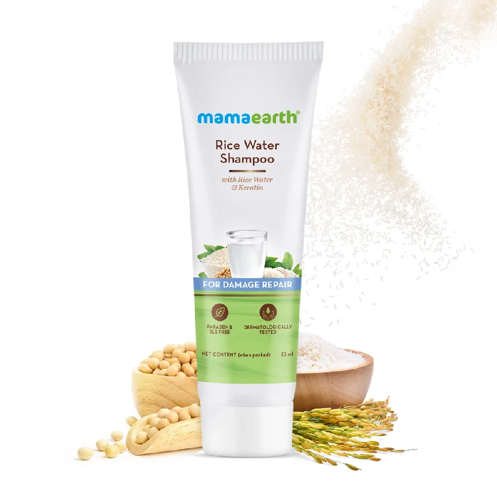 Rice Water Shampoo With Rice Water and Keratin For Damaged, Dry and Frizzy Hair, 25 ml-1.webp